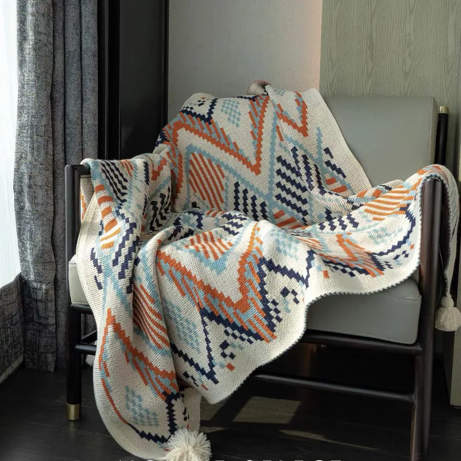 

Всесезонное богемное стильное 100% полиэстер вязаное шерстяное зимнее теплое одеяло рождественское толстое ворсистое покрывало для дивана ...