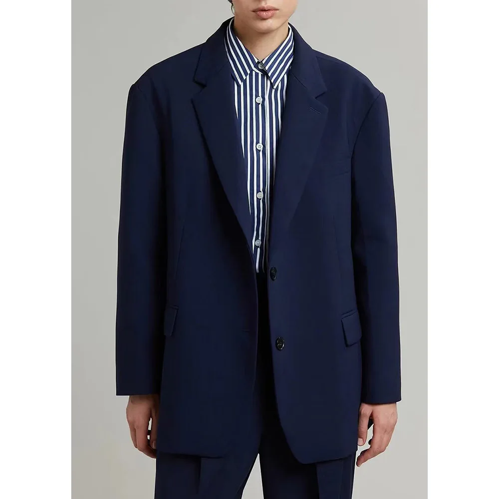 Fr@nkieShop Spring/autumn Ladies Suit Two Button Split Commuter Fashion Suit Coat High Waist Nine-point Suit Pants Casual Pants