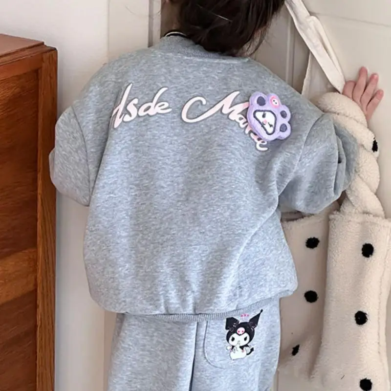 Толстовка Sanrio для девочек костюм из двух предметов Kuromi Hello Kitty Kawaii утепленная