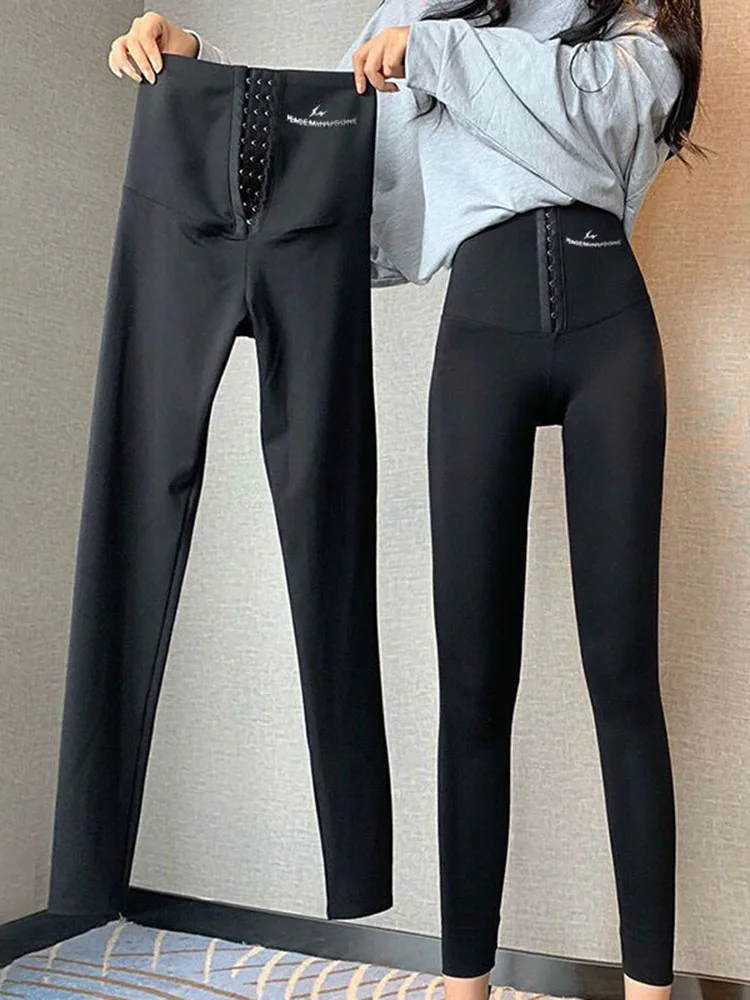 

Single Breasted High Waist Cycling Pants Women Tight Women Slim Yoga Training Stretch Tights Trousers Running Fitness Leggings