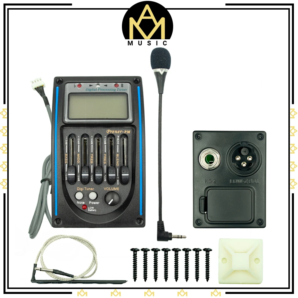 

5 Band Acoustic Guitar EQ Preamp Prener-PM 5-Band EQ Equalizer Pickup Tuner LCD W/ Microphone Blue Set