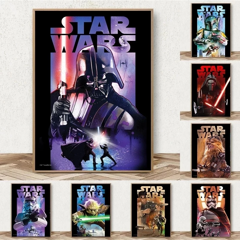 

Prints Star Wars Painting Wall Artwork Modular Movie Canvas Poster Picture Darth Vader Master Yoda Home Decor Bedside Background