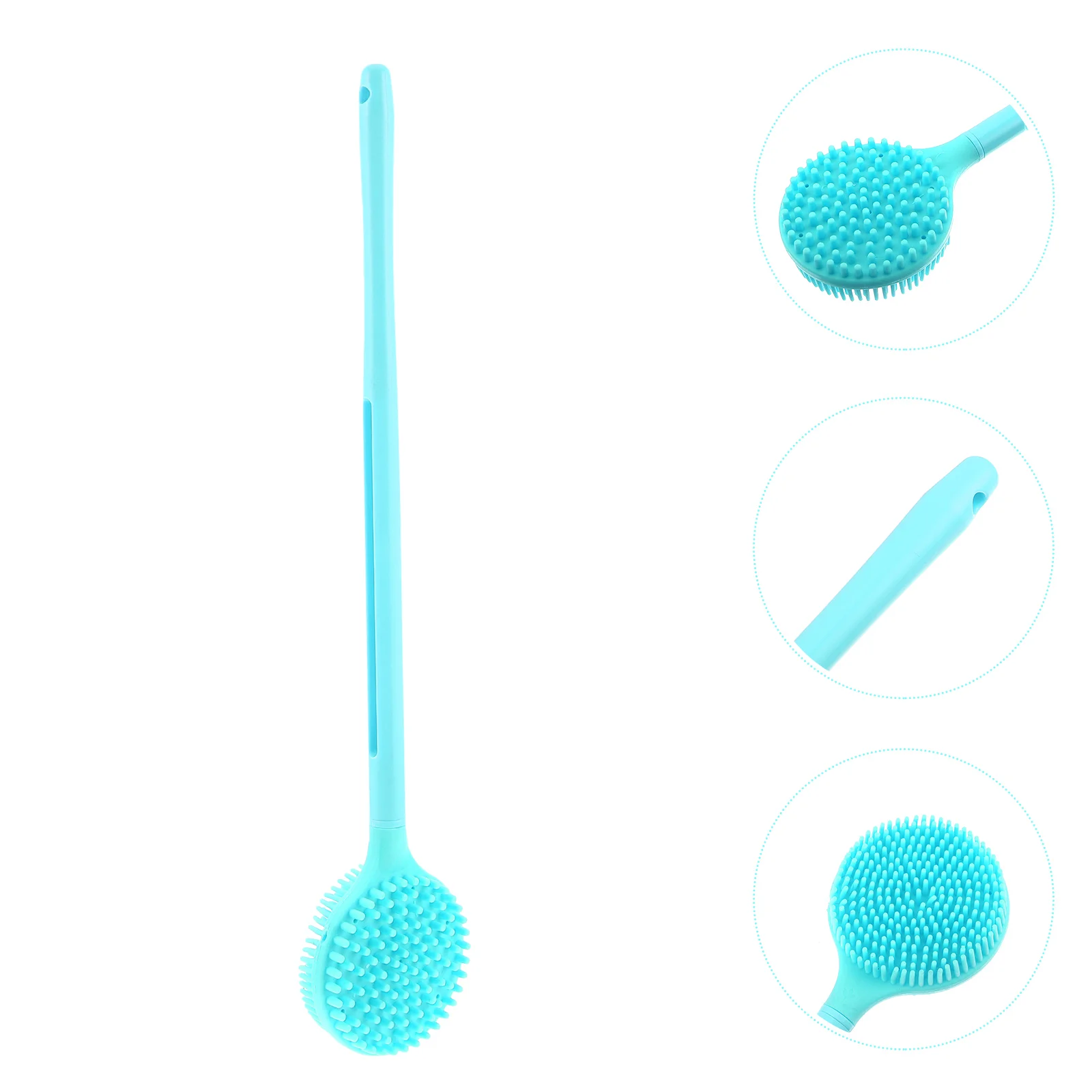 

Silicone Bath Shower Brush with Long Handle Exfoliating Massaging Back Scrubber Sponge for