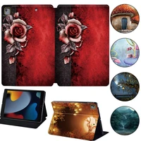 for 2019 ipad 5 6 7 8 9th gen air 2345 mini 1 2 3 4 5 6 pro 11 printed forest series pu leather stand cover case stylus
