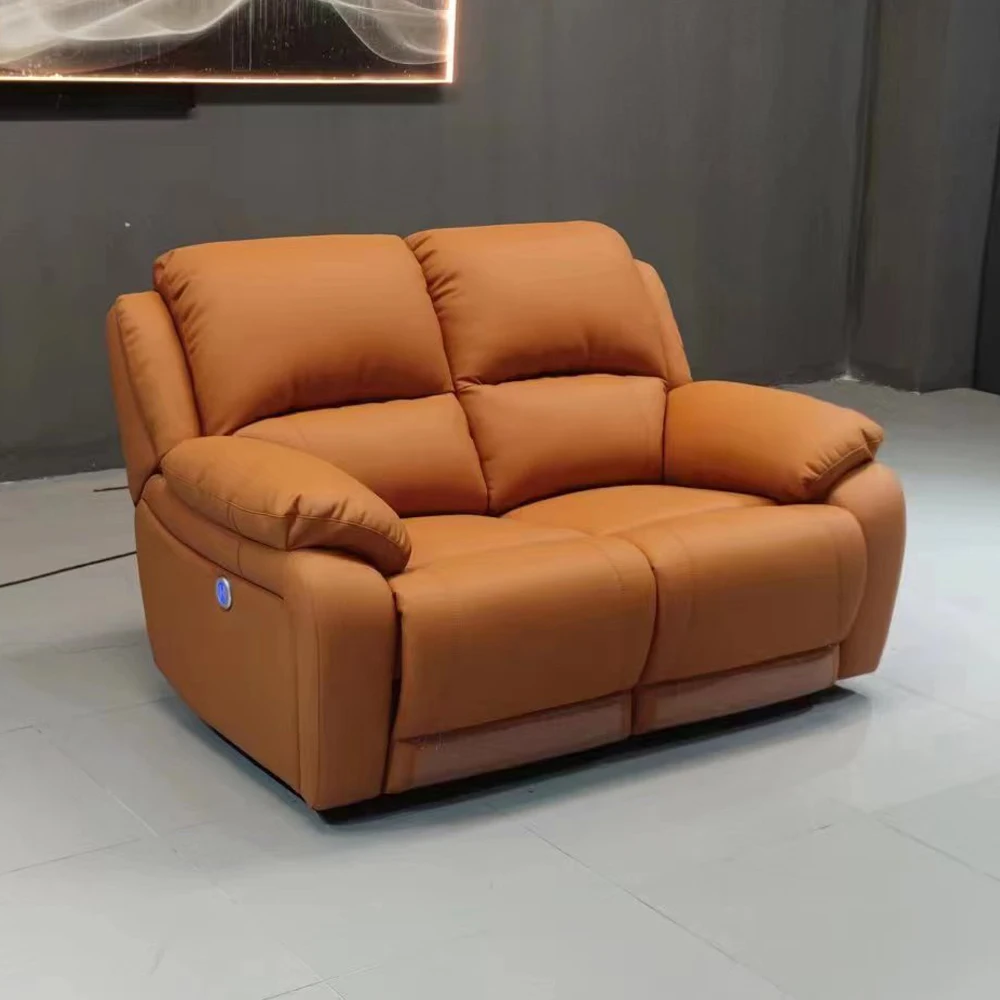 

MANBAS Multifunctional Living Room Sofa with Italian Genuine Leather and Power Reclining Seats Electric Recliner Theater Couch