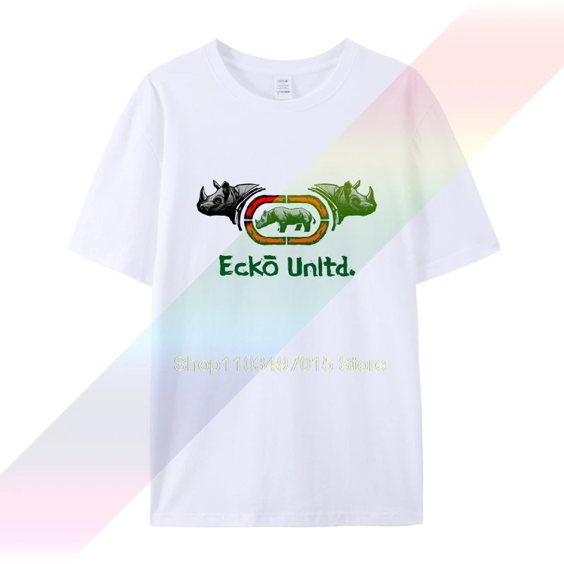 Новая уличная одежда средняя мужская футболка Ecko_Unltd с носорогом белая новая
