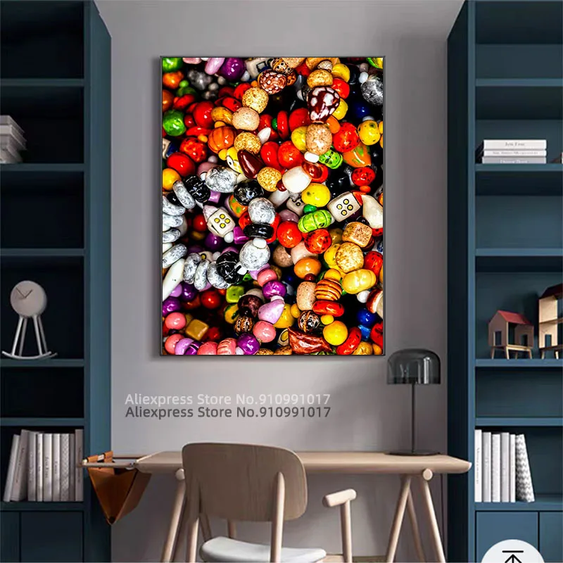 Ворс красочных бусин холст картина стены фотография HD печать Декор |