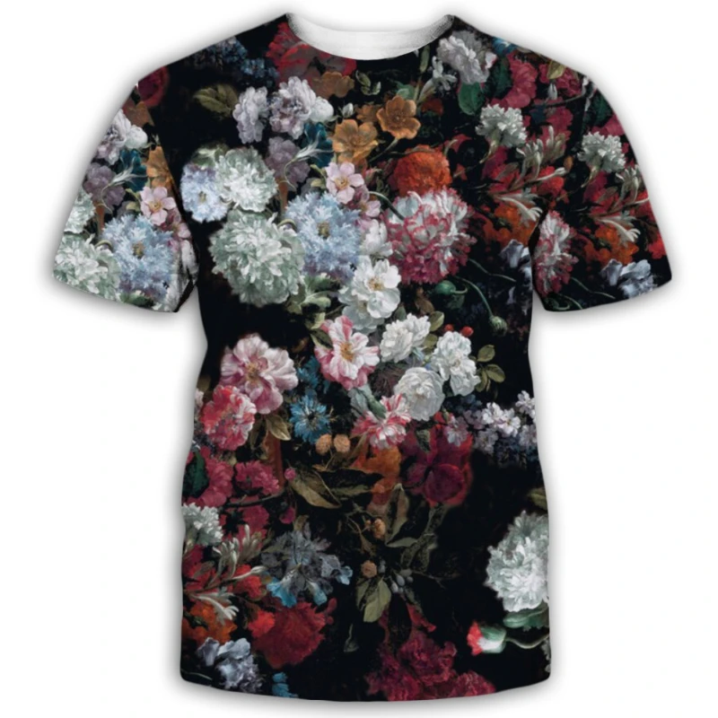 

Летняя мужская футболка с цветочным принтом и насекомыми, в стиле ретро