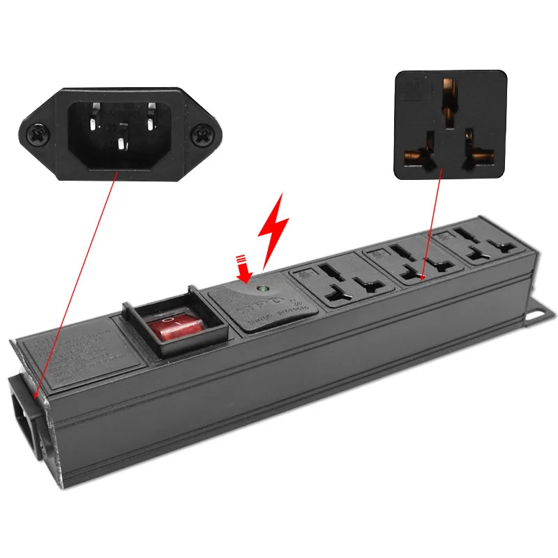 PDU Power Strip стойка сетевого шкафа 16A Электрическая универсальная розетка 3AC с двойным переключателем C14 интерфейсная розетка с переключателем
