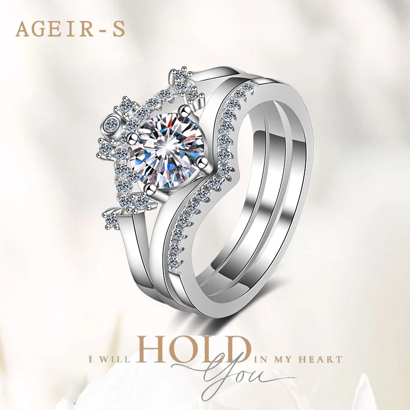 

AGEIR-S GRA Certified 80 Cent Moissanite Ring VVS1 Diamond Solitaire Ring for Women Engagement Promise Wedding Band Jewel Z060