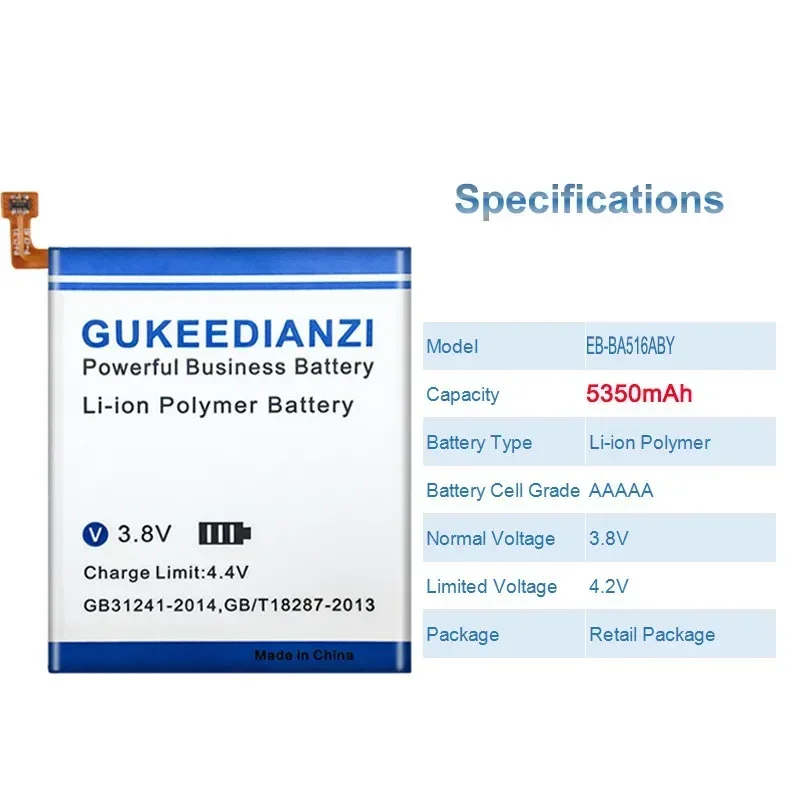 Аккумулятор GUKEEDIANZI 5350 мАч EB-BA516ABY для Samsung Galaxy A51 5G (не 4G) A516 SM-A516B/DS SM-A5160