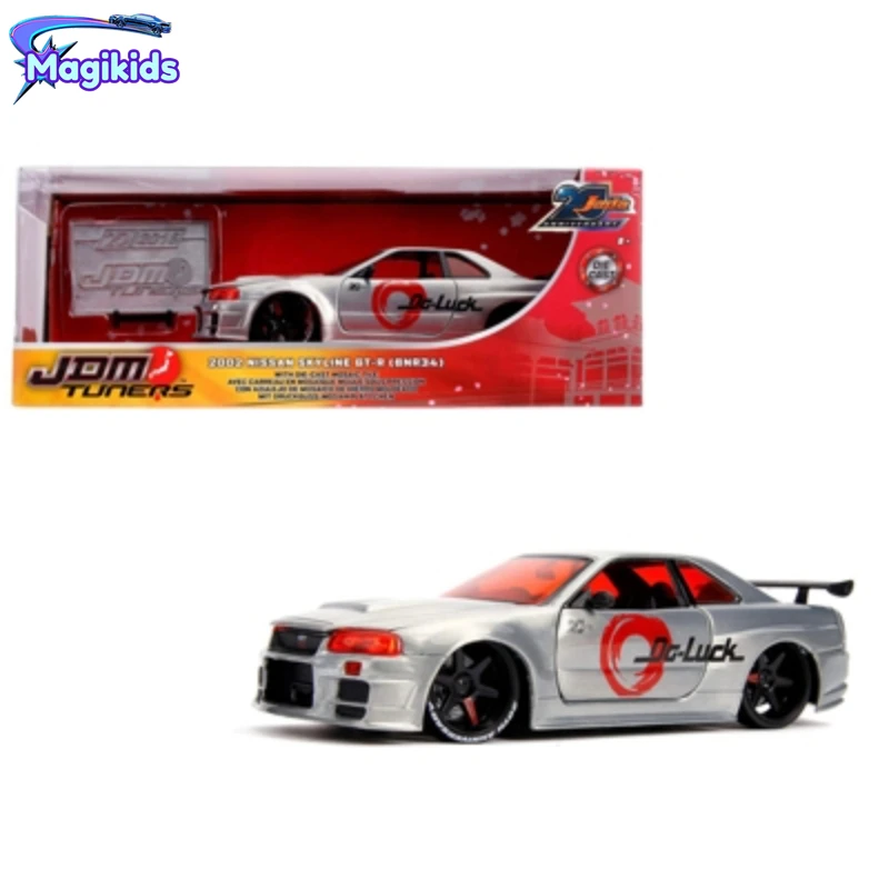 

Jada 1:24 2002 Nissan GTR R34 skyline JDM modified vehicle model 20th anniversary Diecast Metal Alloy Model Car Gift Collection