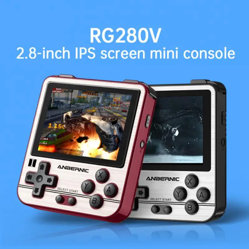 For ANBERNIC RG280V Retro Games 16G/128G-5000 Games 2.8Inch IPS Screen Retro Portable Mini Handheld Game Console Children's Gift