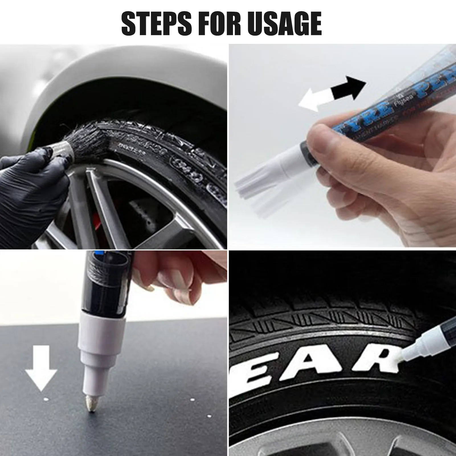 

5pcs Car Tire Pen Graffiti Coloring Paint Pen Complementary Color Waterproof Tire Paint Marker Pen Tire Paint Marker Pen