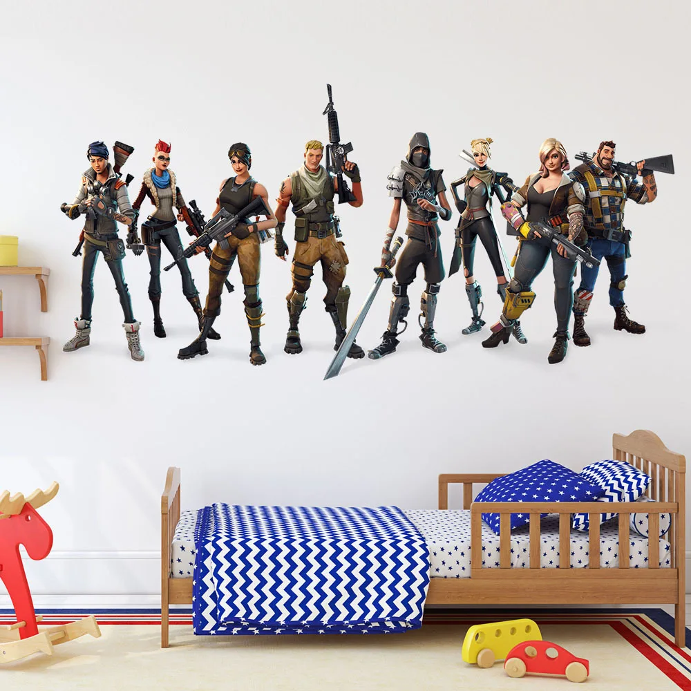 60X40 см Fortnite игровые фигурки настенные наклейки мультфильм граффити водостойкие