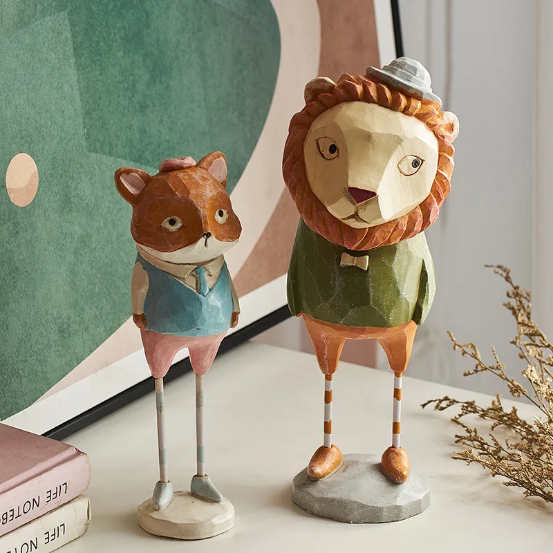 

High legged simulated animal resin ornaments for home decoration, cute and creative decoration, small decorations
