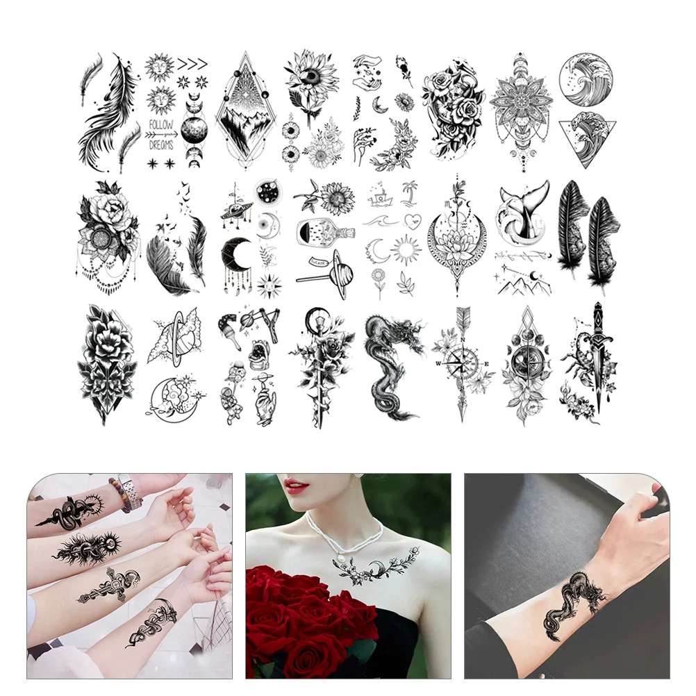 

40 Sheets Waterproof Stickers Tattoo Flower Tattoos Tattooing Body Decal Pattern Temporary