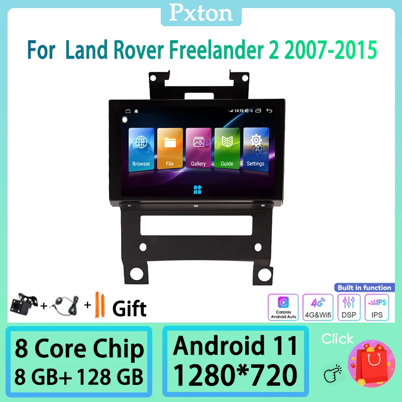 

Pxton Android Touch Screen Car Radio Stereo Multimedia Player For Land Rover Freelander 2 2007-2015 Carplay Android Auto 8+128G