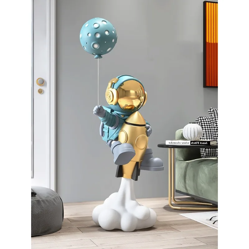 

Воздушный шар, скульптуры астронавта, большой напольный орнамент 95 см, домашний декор, статуя для гостиной, ТВ, кабинета, декоративные аксессуары, фигурка
