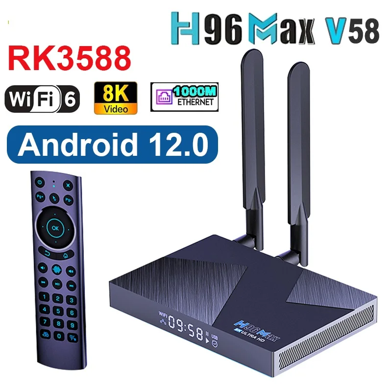 

2023 H96 Max V58 Android 12 TV Box RK3588 8K LPDDR4X 8GB 64G 2.4G 5G Wifi6 BT5.0 H.265 1000M Lan Global Media Player Receiver