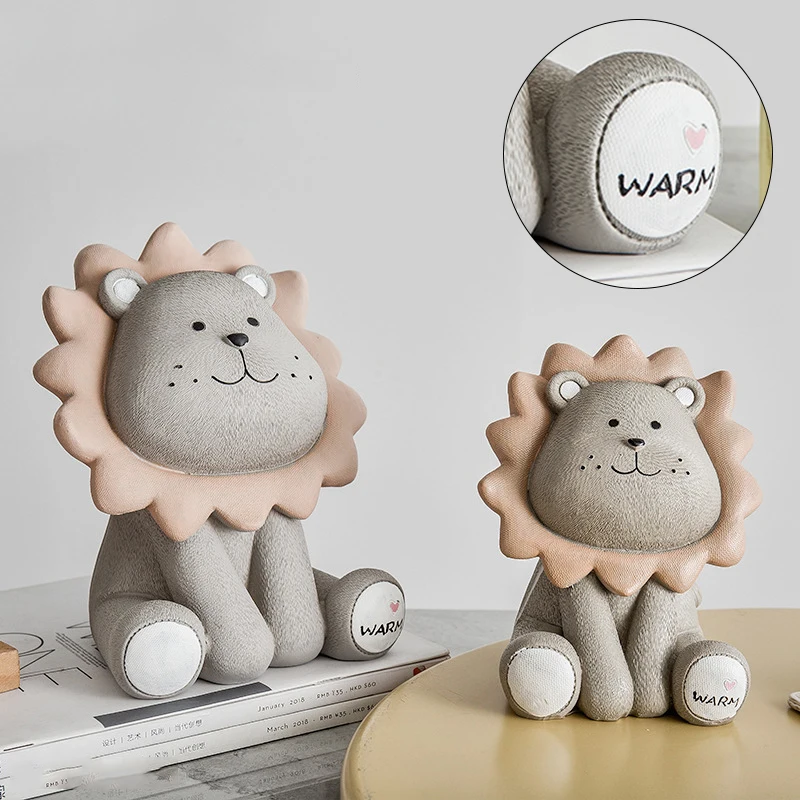 

Cartoon Lion Cute Piggy Bank for Kids Birthday Gift Coin Saving Box Money Storage Case Animal Figurines Ornaments Home Decor