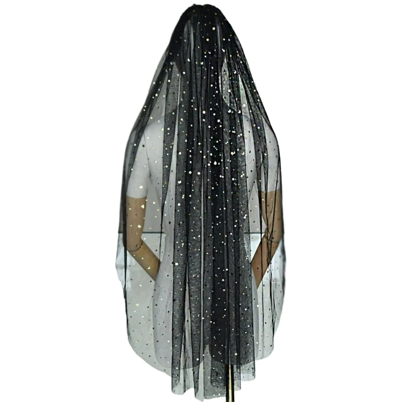 

Bridal Veil Bachelorette Party Decorations Bride To Be Gift Bridal Shower Wedding Black Veil with Moon Star