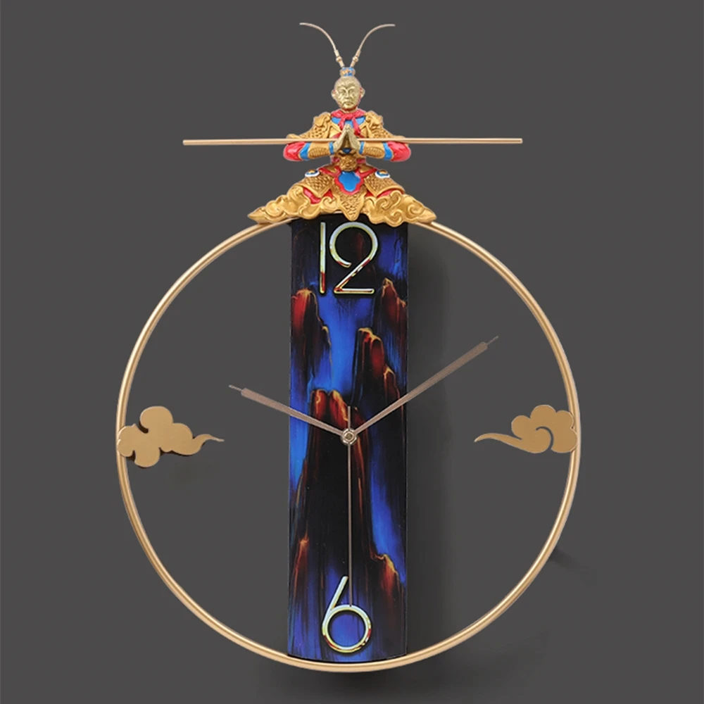 

Новые китайские настенные часы с изображением обезьяны и короля, роскошные креативные настенные часы для гостиной с изображением обезьяны и короля, Современные Простые Модные Часы