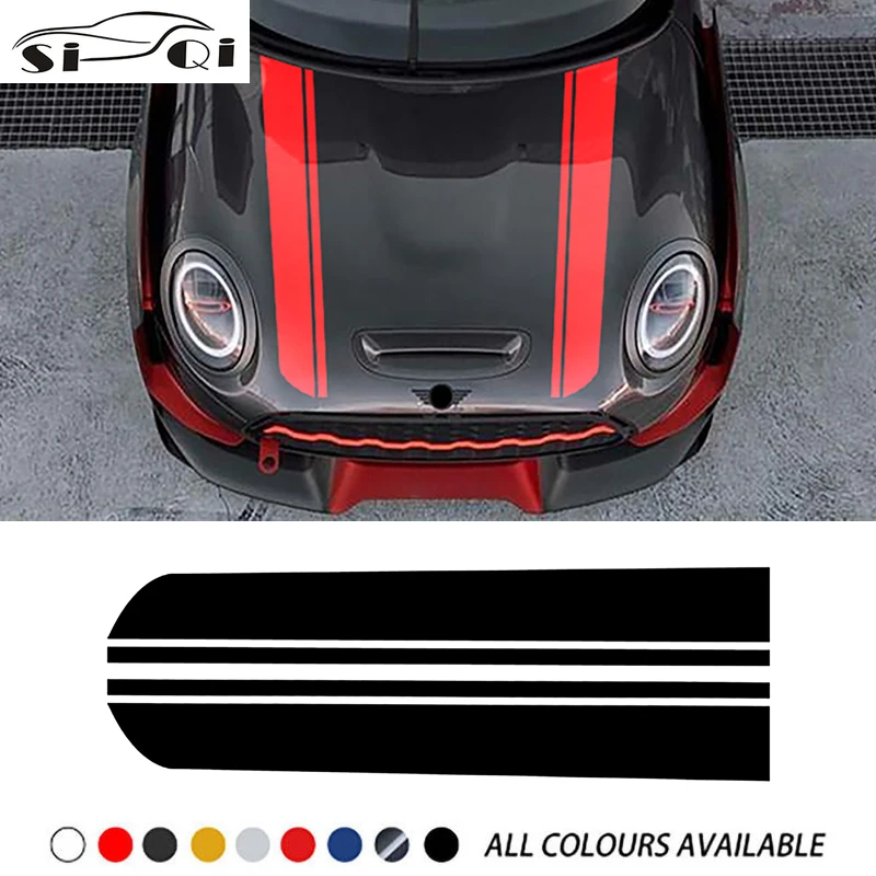 

2 Pcs Car Hood Sticker Bonnet Stripes Vinyl Decal For MINI Cooper R60 Countryman F60 F55 F56 R56 R50 R53 Clubman F54 R55 R58