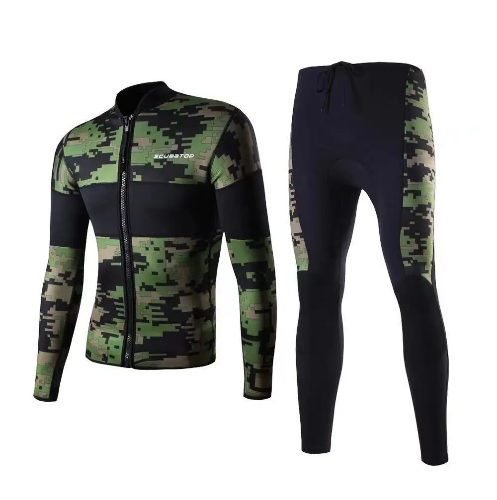

2mm Neoprene Super Cool Men's And Women's Surfing Jacket Split Long-Sleeved Tops Pants Snorkeling KeepWarm Sunscreen Diving Suit