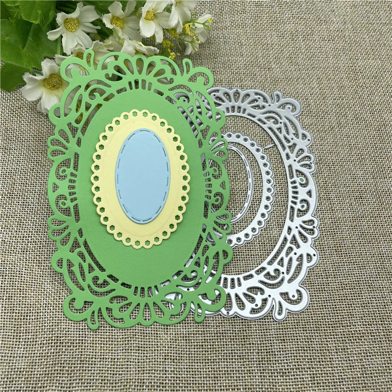 

3pcs Laced Rectangle Frame Metal Cutting Dies Stencils For DIY Scrapbooking Decorative Embossing Handcraft Template