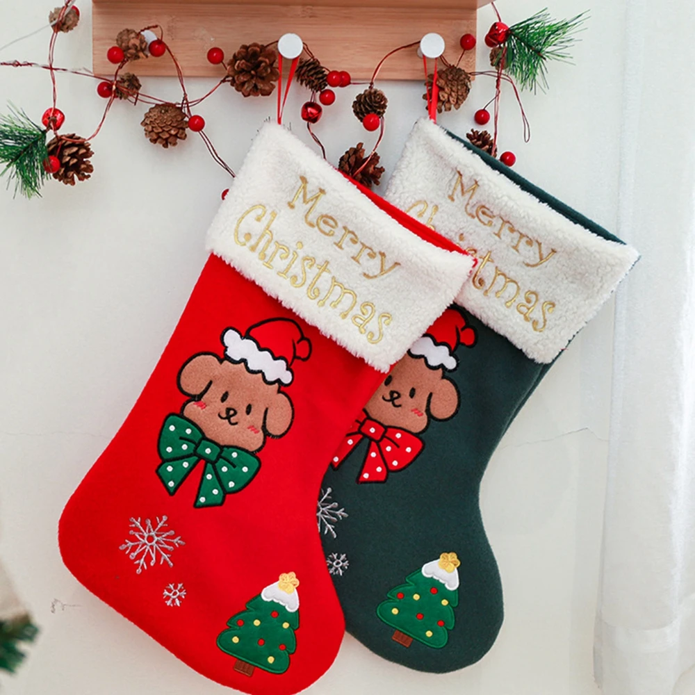 

Christmas Stockings Polyster Gift Holders Wall Door Hanging Decoration Christmas Pendant for Home Decor Holiday Party Supplies