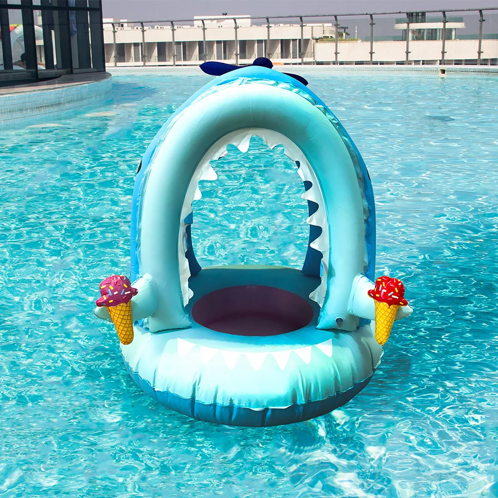 

Children's Auxiliary Swimming Seat Ring with Sun Shade Beach Accessories Water Play Equipment Water Fun Toy Float Swim Laps