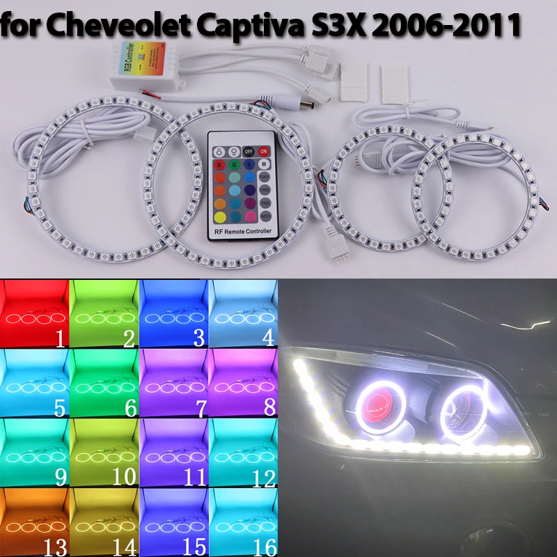 

Bright Halo Ring Angel Eyes RGB multi-color Remote Control LED for CHEVROLET CAPTIVA S3X 2006-2011 Car Headlight Accessories