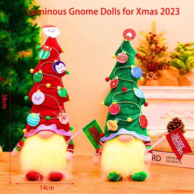 

Электрические светящиеся гномные куклы для влюбленных пар, новогодние украшения, шапочка для рождественской елки 2023, поднимающий флаг, кук...