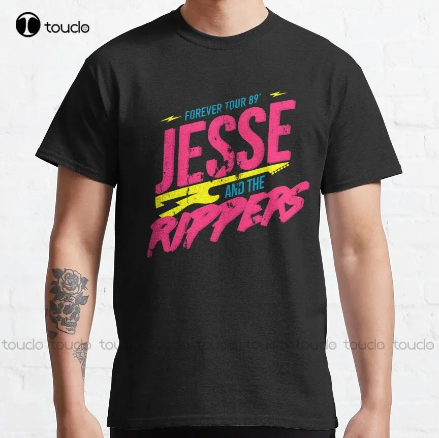 

Классическая футболка Jesse And The Rippers: Forever Tour 89 ', женские рубашки, индивидуальная футболка для подростков унисекс с цифровой печатью, женская футболка