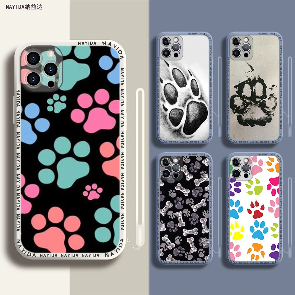 

Phone Case For iPhone 14 13 11 12 Mini Pro Max XS XR X Soft Silicone TPU Cover Dogs are girls best friends Dog paw