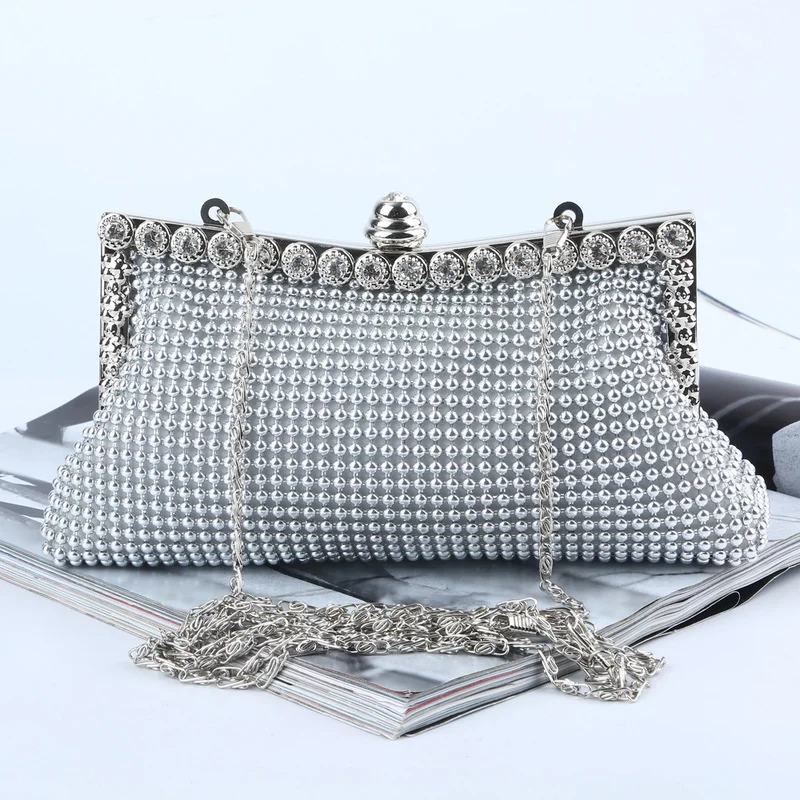 

Evening gold Clutch Bag Glitter Bead Designer Elegant Woman Party bags Vintage Fashion Bridal Purse Silver Handbag Clutch Purse