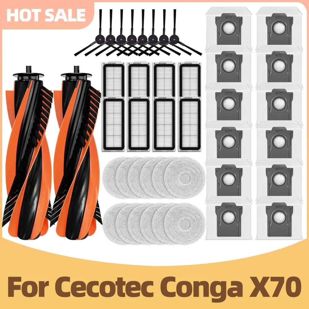 Фото Аксессуар, совместимый с Cecotec Conga X70 / Deerma X80 Запасные части для пылесоса Основная и боковая щётка Пылесборник Салфетка для мытья HEPA-фильтр №1
