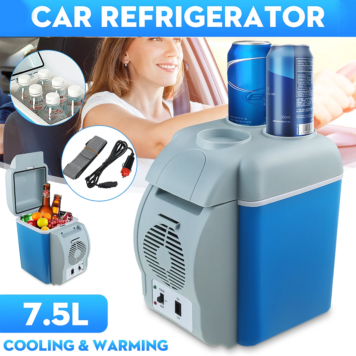 

Mini Fridge Car Refrigerator Portable Freezer 7.5 Liter Cooler & Warmer For Camping Outdoor Travel , Breastmilk, Medications, Ca