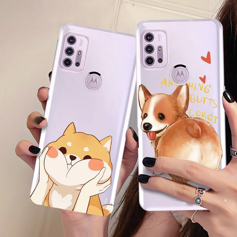 

Cute Cocky Dog Case for Motorola G10 G20 G22 4G EU One Cover for Moto G7 G8 G9 E7 Power Plus Play G30 G60S Clear TPU Fundas