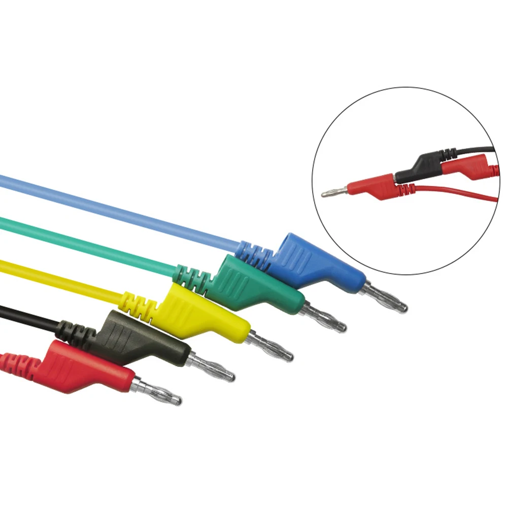 

5 PCS 1000V/15A P1036 Banana Plug 1M 4mm 5colors Double-head Stacking Durable For Multimeter Test Kit