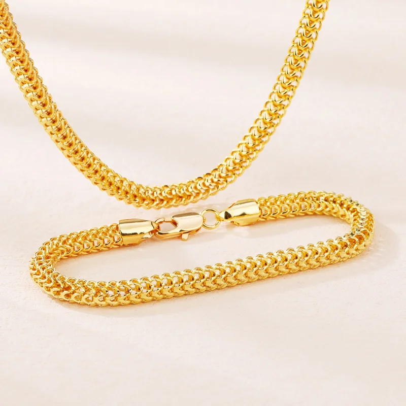 

Selead De Новый Медный позолоченный Золотой скрученный цепочка ожерелье и браслет Модный Ювелирный Набор лучший подарок лучшее качество