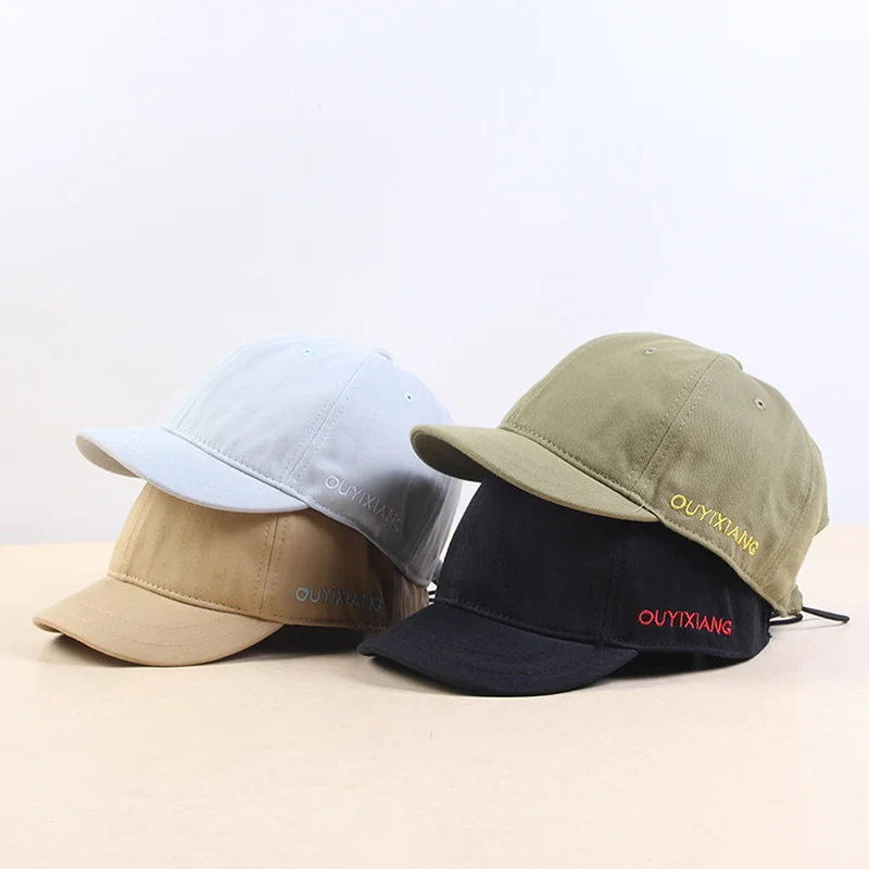 

Vintage Short Brim Cotton Baseball Cap Men Women Dad Hat Trucker Style Low Profile Caps