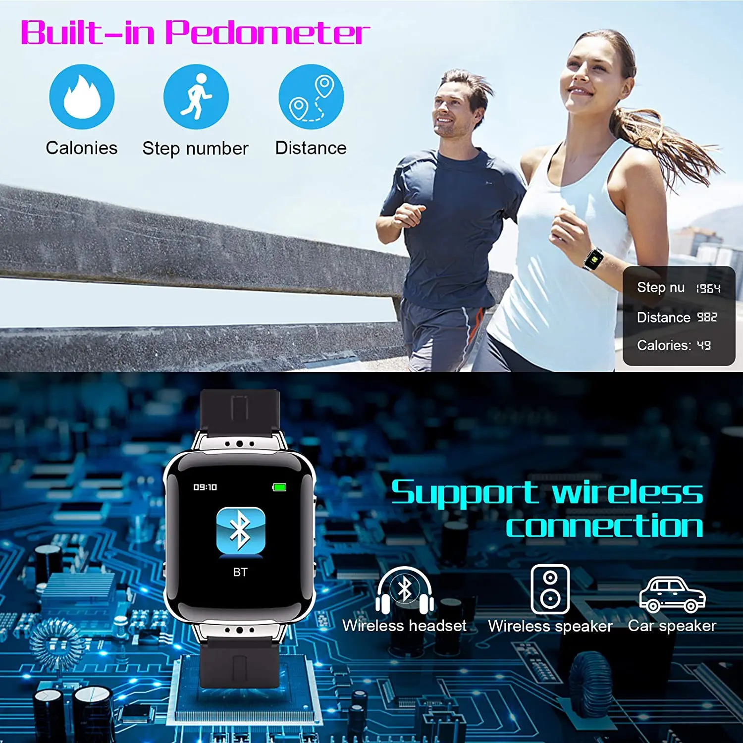 

S11 16GB Watch Voice Recorder Digital Voice Activated Voice Recorder with Play/20H Continuous Tape Password/Bluetooth/Pedometer