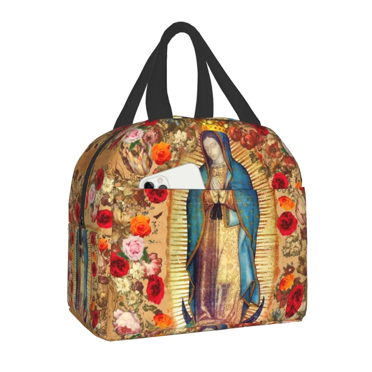 

Our Lady Of Guadalupe Virgin Mary Resuable Lunch Box for Women Waterproof Cooler Thermal Food Insulated Lunch Bag Office Work