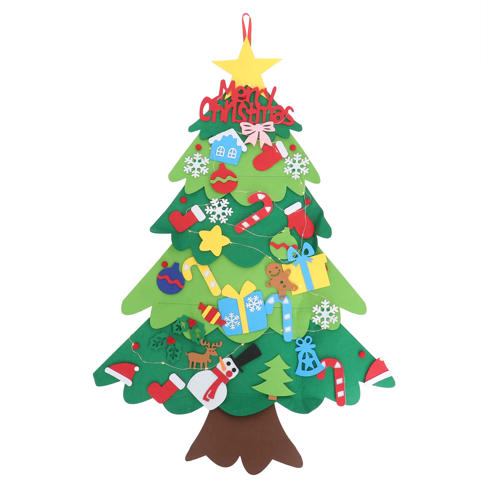 

Felt Christmas Tree Kid Stickers Hanging Decor Decorations Wall Kids Lights DIY Gifts