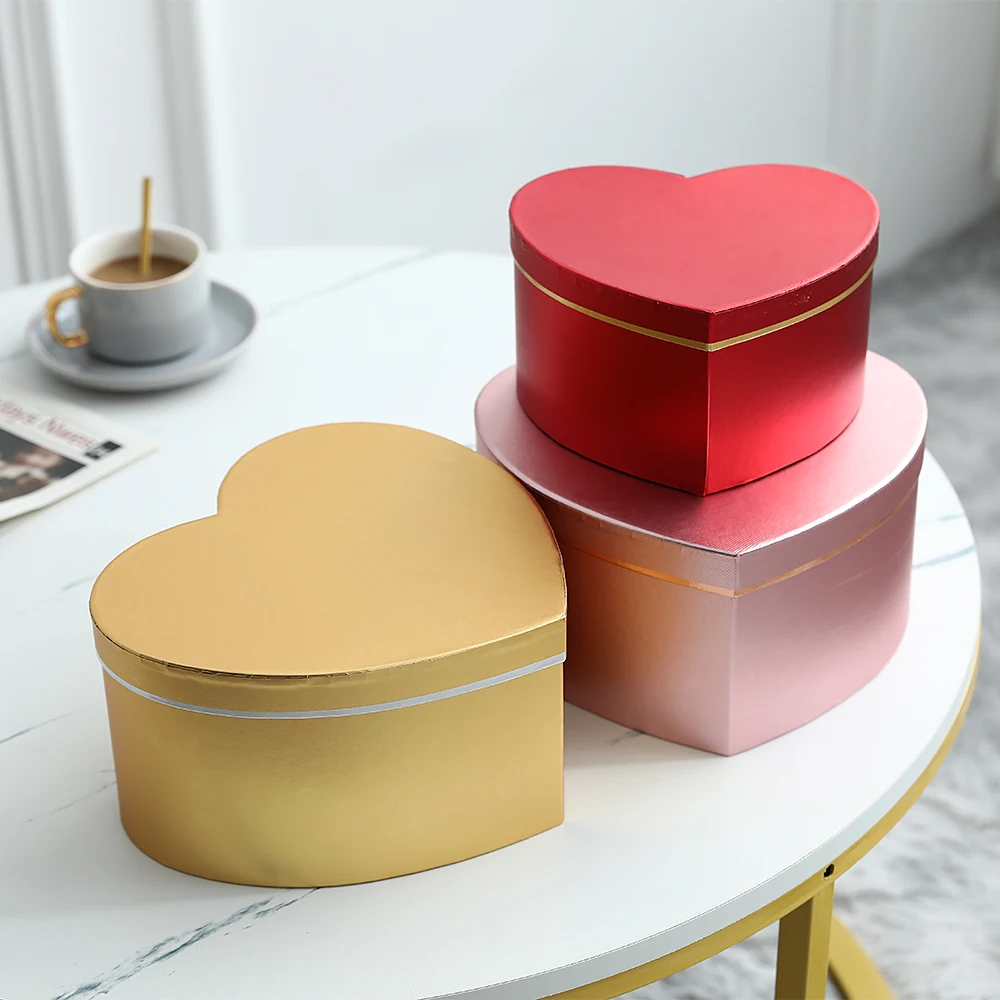 

3 шт., подарочная коробка в форме сердца, упаковка из розового золота с цветами, Подарочная коробка для конфет на день матери, подарочная коро...