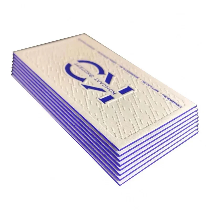 

Роскошный дизайн логотипа на заказ Печать Тиснение 600 г/м2 хлопчатобумажная текстурированная картонная визитная карточка
