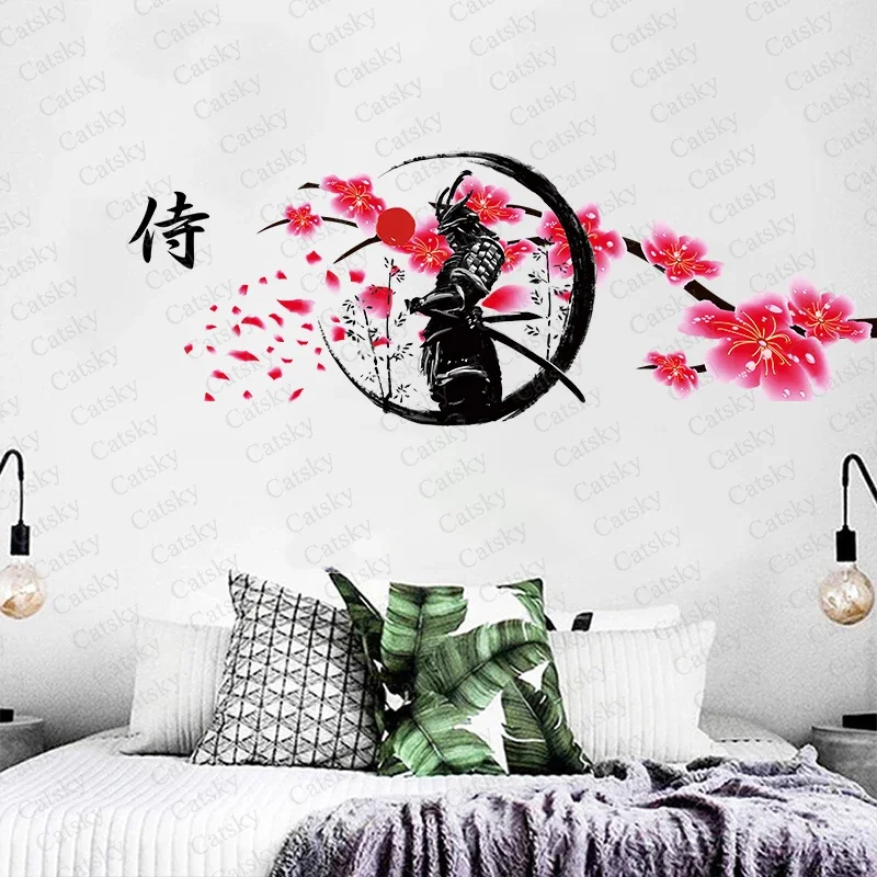Наклейки на стену самурая Слива гейши для детской комнаты художественная