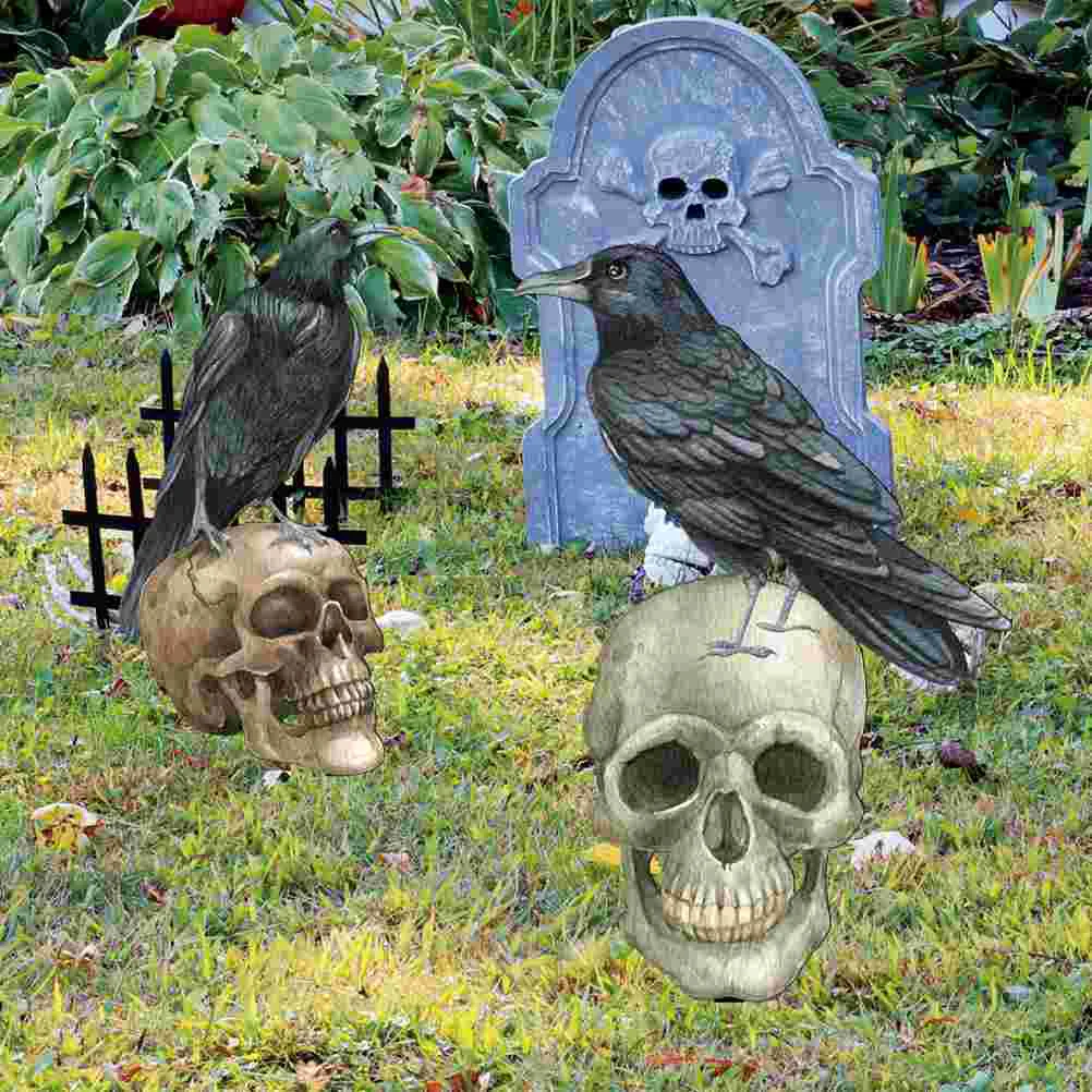 

2Pcs Garden Crow Yard Sign with Stake Garden Halloween Decoration Halloween Lawn Yard Stake Decor